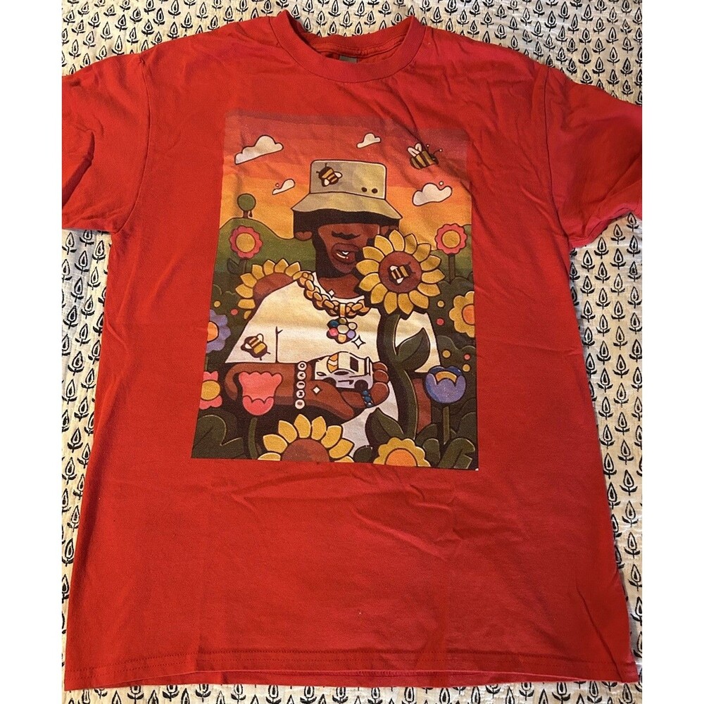 Tyler, The Creator Red Graphic T-shirt With Design by Rhymezlikedimez Size M